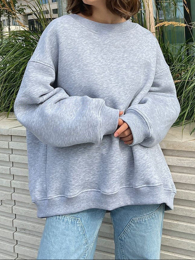 Women's Oversized Fleece Crewneck Sweatshirt Streetwear