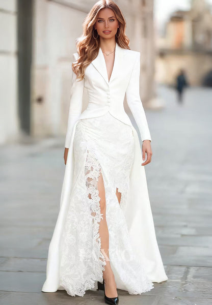 Women's Blazer Lace Maxi Skirt Two Piece Set