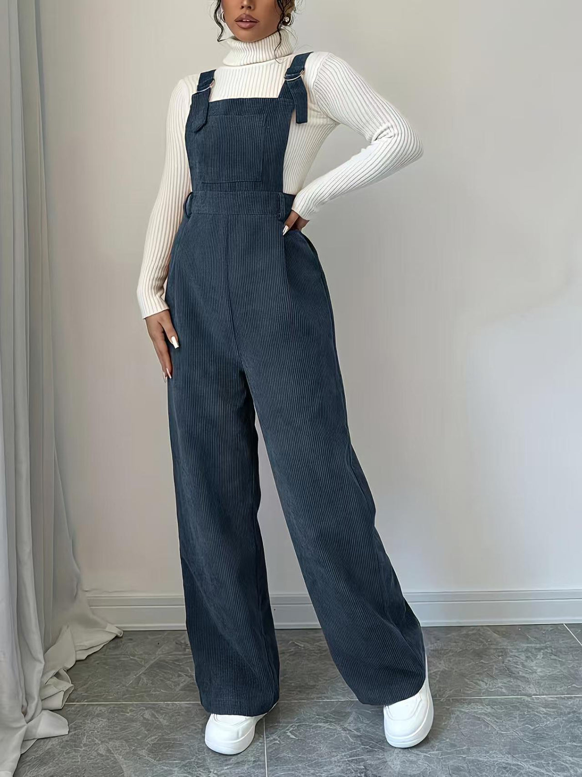 Women's Corduroy Overalls Loose Straight Leg
