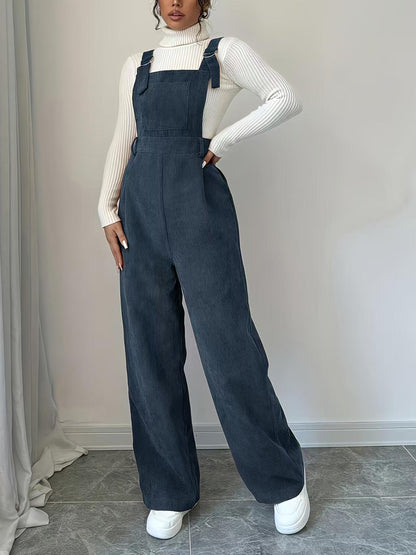 Women's Corduroy Overalls Loose Straight Leg