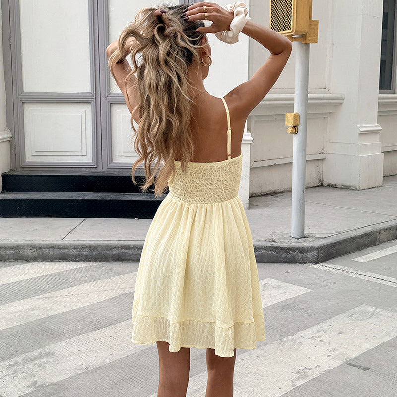 Spaghetti Strap Summer Dress Double-Layer Mini Sundress