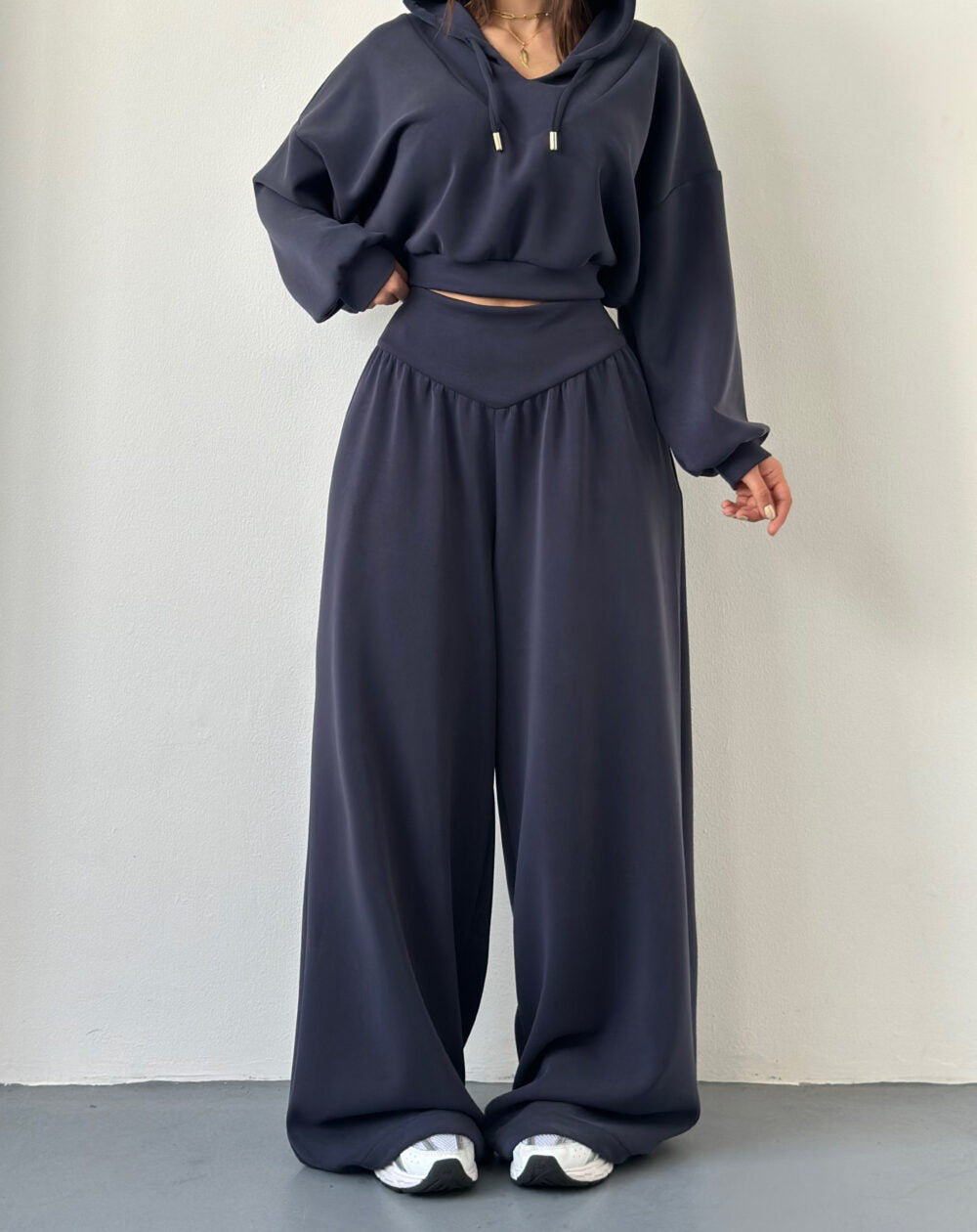 Women's V Neck Hoodie Wide Leg Sweatpants Lounge Set