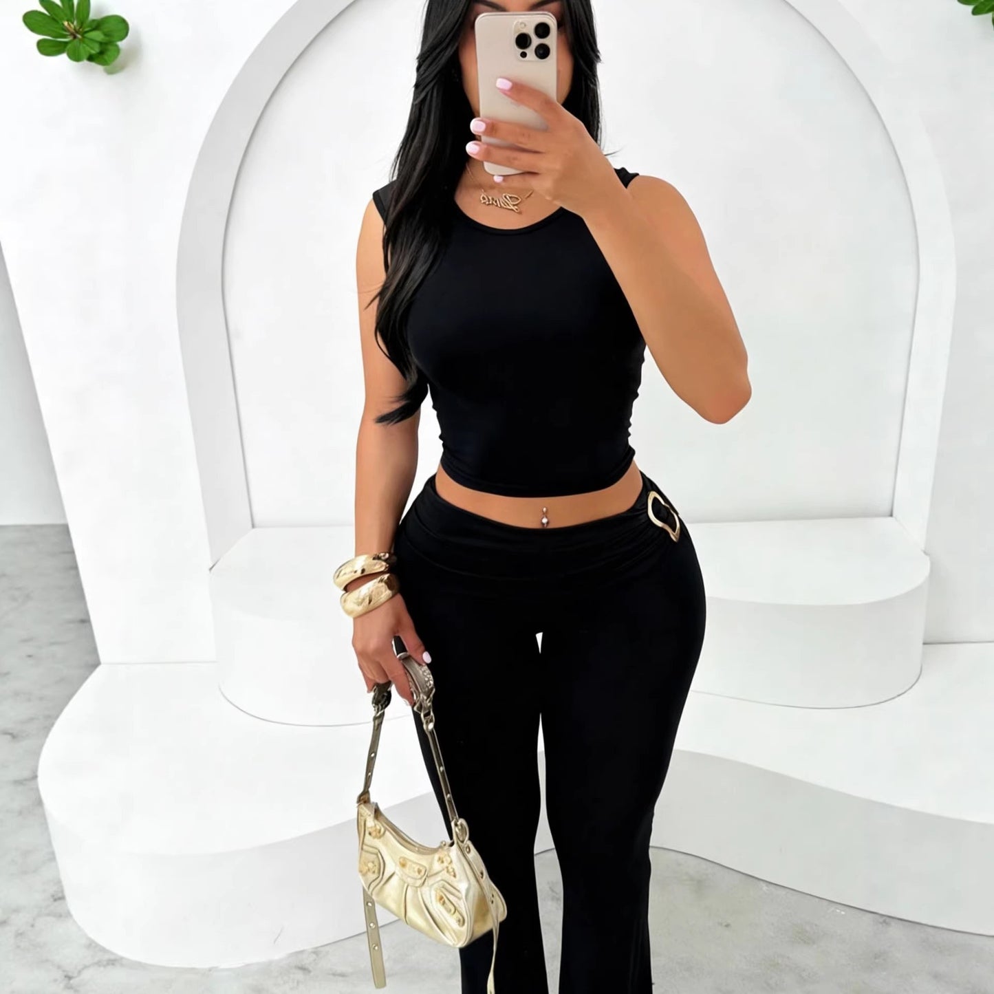 Women 2 Piece Workout Set Crop Top High Waist Leggings