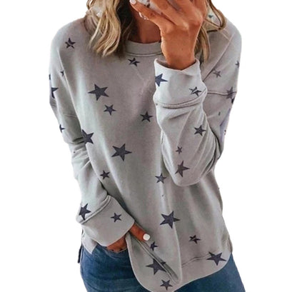 Women's Star Print Oversized Long Sleeve Sweatshirt