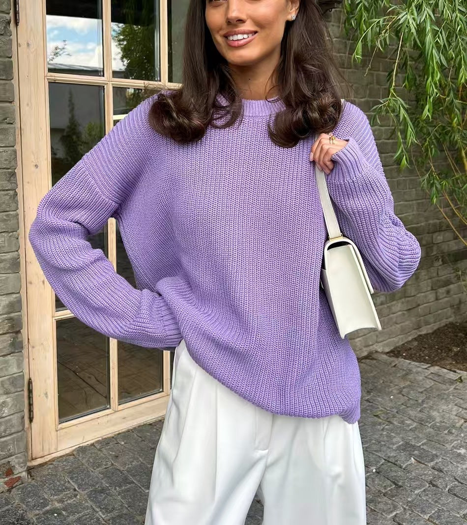 Women's Oversized Chunky Knit Crew Neck Pullover Sweater
