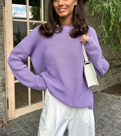 Women's Oversized Chunky Knit Crew Neck Pullover Sweater