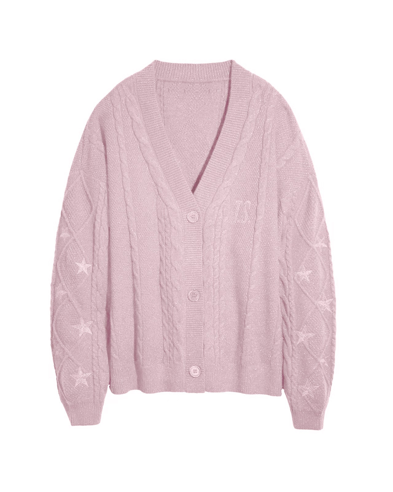 Oversized Cable Knit Star Embroidered Cardigan Sweater