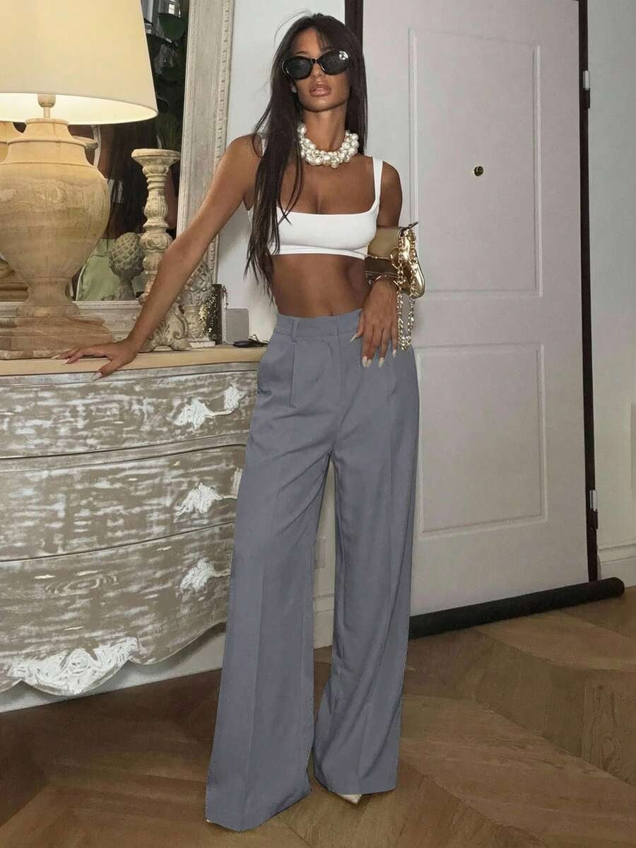 High Waisted Wide Leg Dress Pants Casual Work Trousers