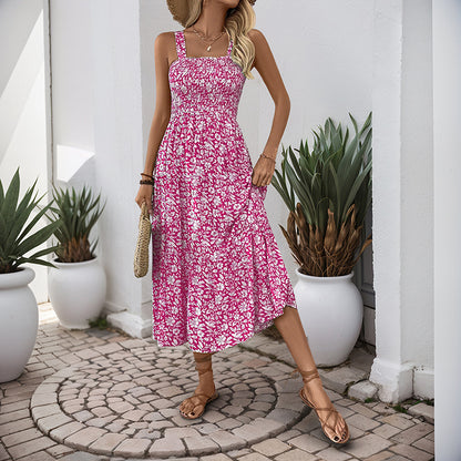 Floral Print Sleeveless Maxi Dress Resort Vacation Style