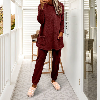 Women's Sherpa Fleece 2 Piece Lounge Pajama Set
