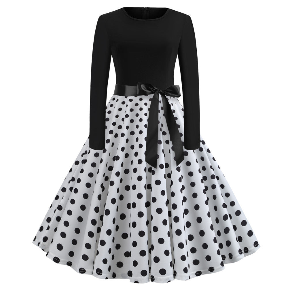 Vintage Plaid Long Sleeve Fit and Flare Midi Dress