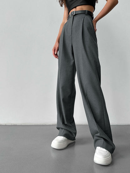 Women's High Waist Pleated Straight Leg Tailored Pants