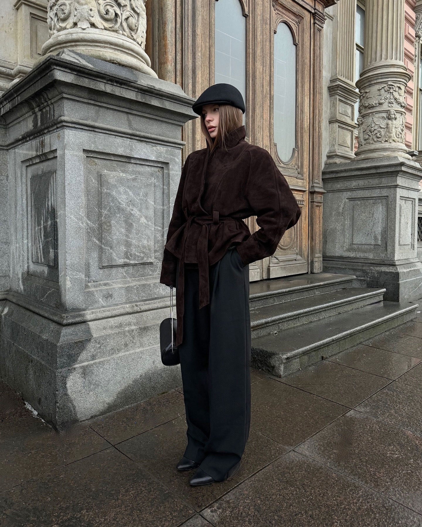 Women's Vintage Faux Suede Belted Jacket
