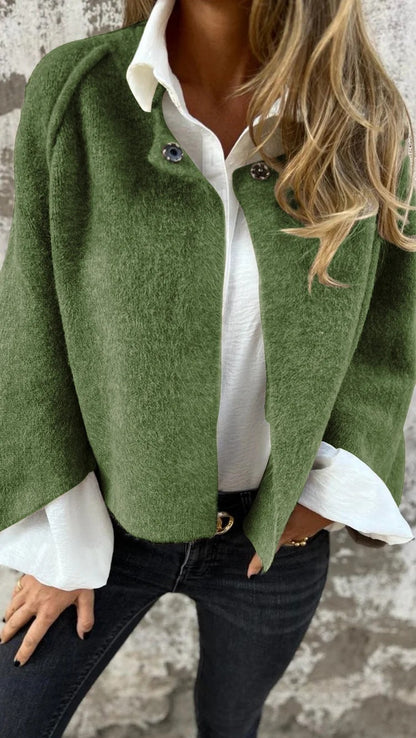 Women's Oversized Cropped Fuzzy Cardigan Button Front