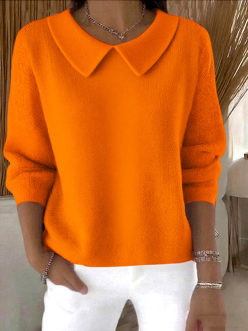Women's Peter Pan Collar Long Sleeve Loose Casual Pullover