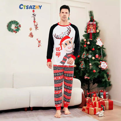 Christmas Deer Letter Striped Parent-child Dress Printed Christmas Pajamas