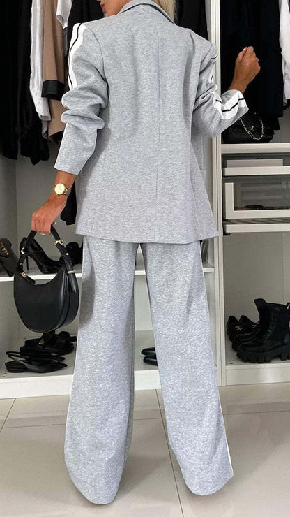 Women Casual Blazer Wide Leg Pants Matching Set