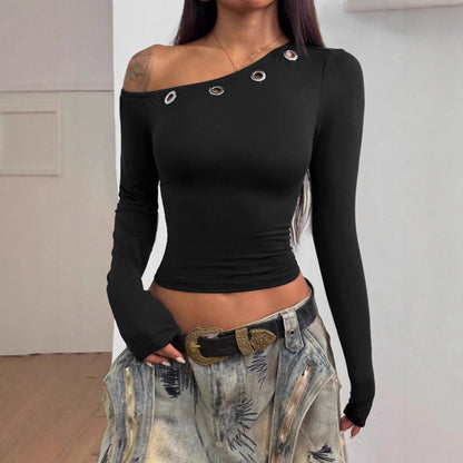 Sexy One Shoulder Long Sleeve Crop Top Going Out