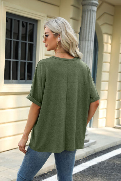 Loose Fit Crew Neck Short Sleeve Casual Basic Tee