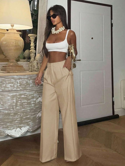 High Waisted Wide Leg Dress Pants Casual Work Trousers