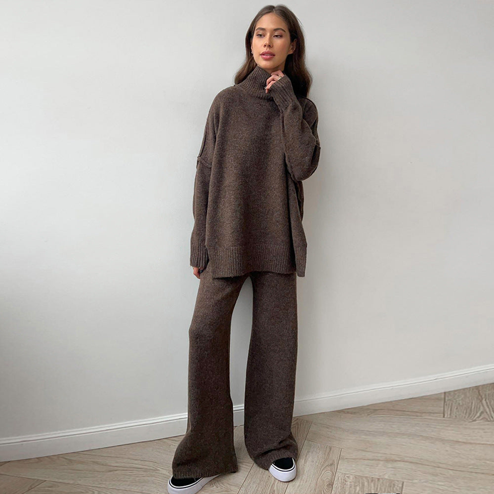 Women's Turtleneck Knit Sweater Set with Pants