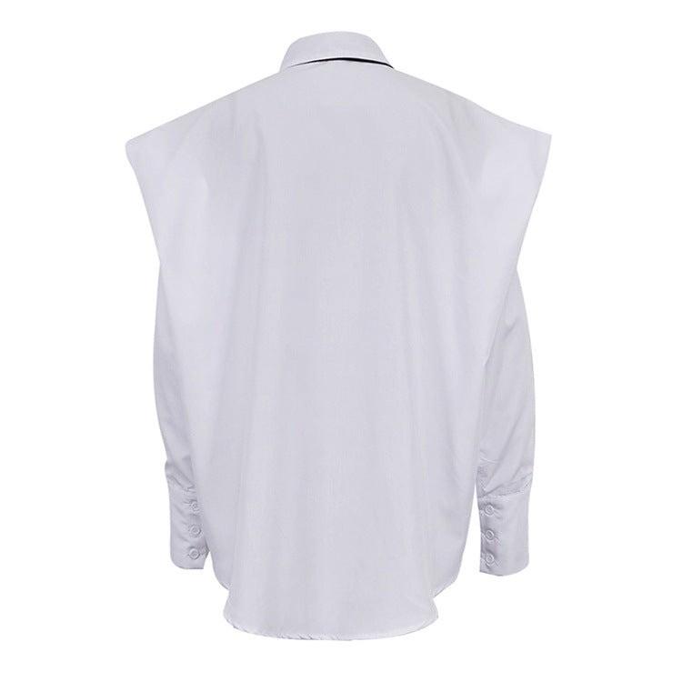 Oversized White Button Down Shirt With Tie Long Sleeve