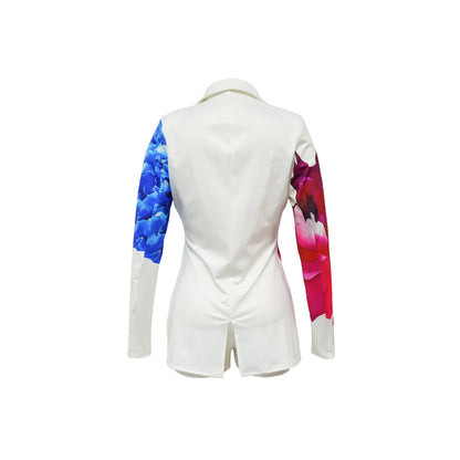 Women Graphic Blazer Shorts Set Sexy Two Piece