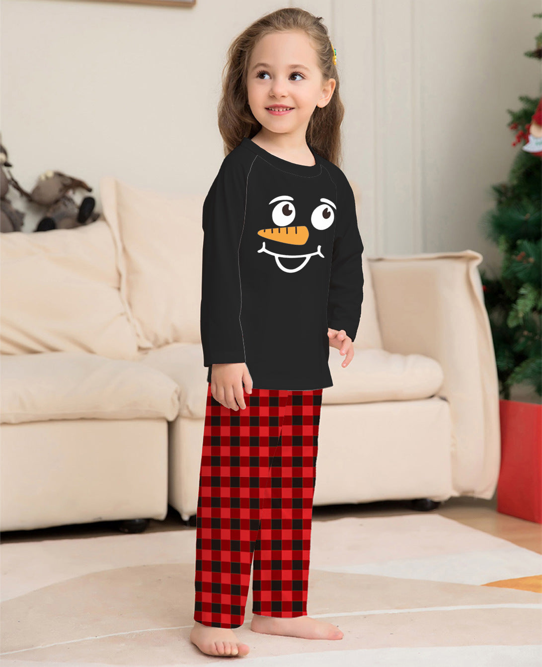 Cartoon Plaid Parent-child Dress Printed Loungewear Christmas Pajamas