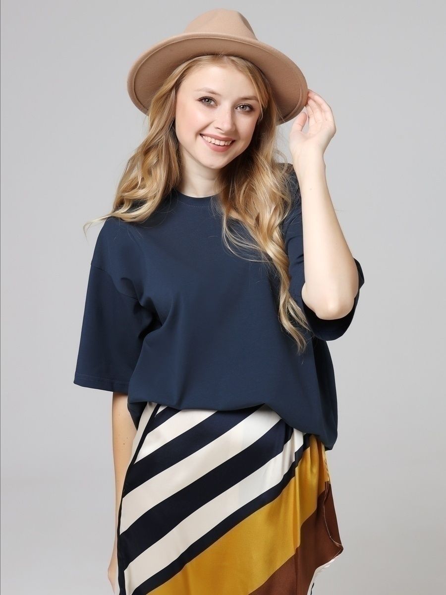 Solid Cotton T Shirt Loose Fit Crewneck Casual Top