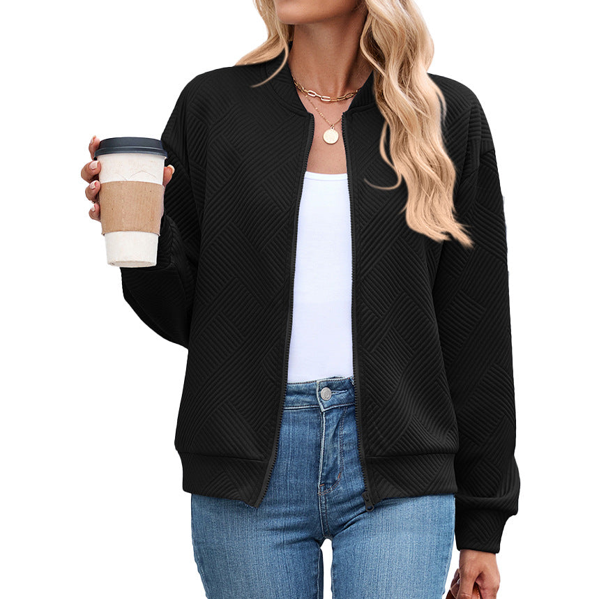 Women's Casual Zip Up Sweatshirt Jacket Long Sleeve Quilted