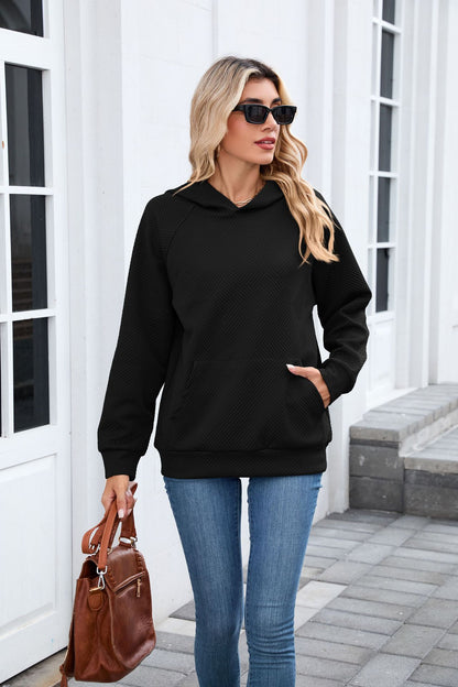 Women's Oversized Textured Hoodie Pullover with Pocket