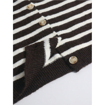 Striped Knit Cardigan Button Front Oversized Sweater