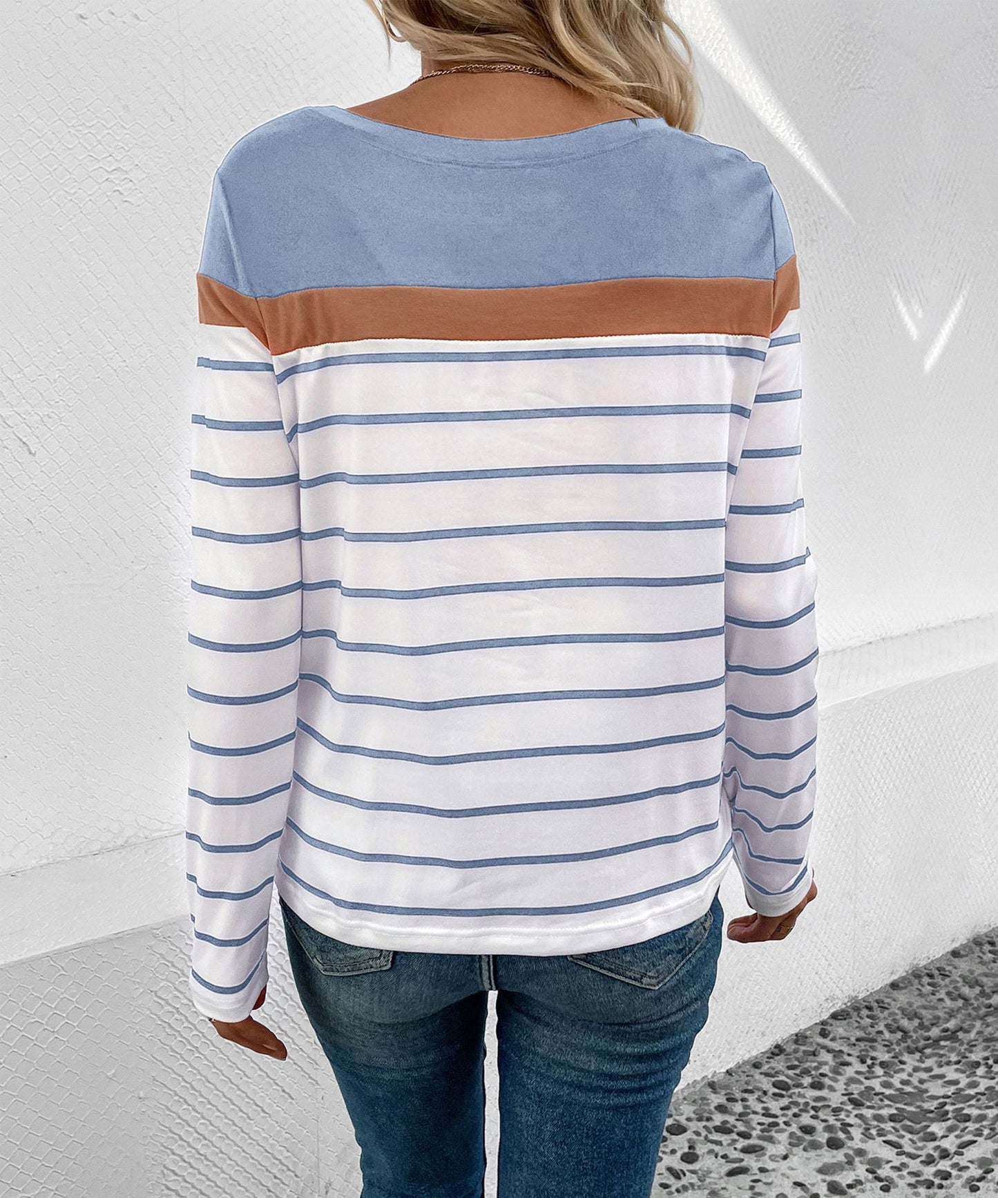 Chic Striped Long Sleeve Tee – Casual Spring Fall