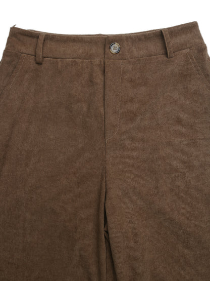 High Waist Corduroy Wide Leg Trouser Pants