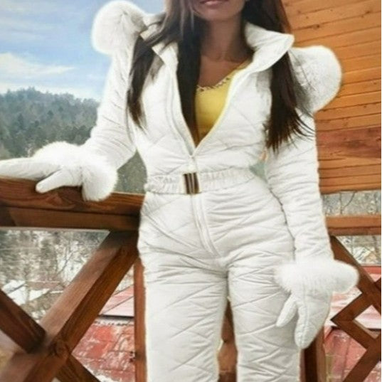 Women's One Piece Ski Suit Waterproof Hooded Snowsuit