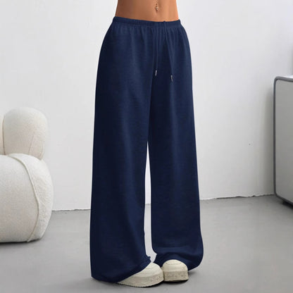 Drawstring Wide Leg Pants Elastic Waist Relaxed Fit
