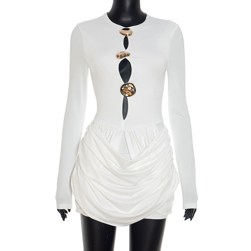 Sexy Cutout Long Sleeve Mini Dress Draped Bodycon