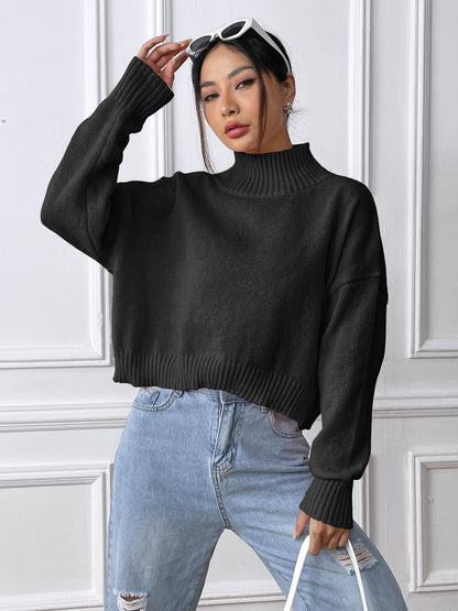 Women's Turtleneck Pullover Solid Color Loose Casual Bottoming Shirt