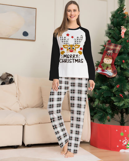 Deer Letter Plaid Parent-child Outfit Printed Loungewear Christmas Pajamas