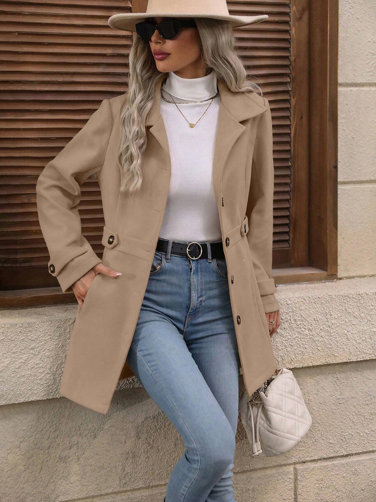 Women's Tailored Single Breasted Lapel Midi Winter Coat