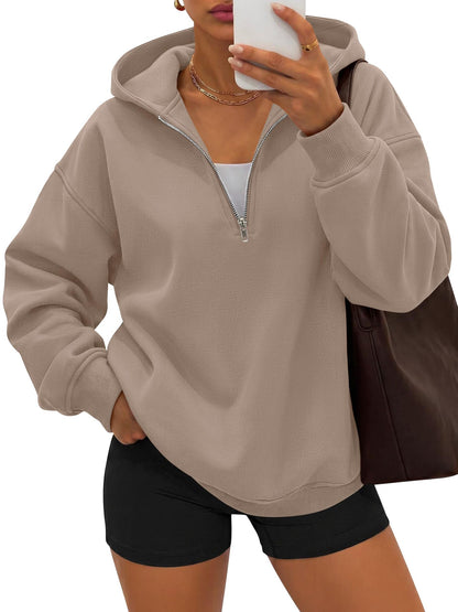 Half Zip Hoodie Sweatshirt Oversized Relaxed Fit