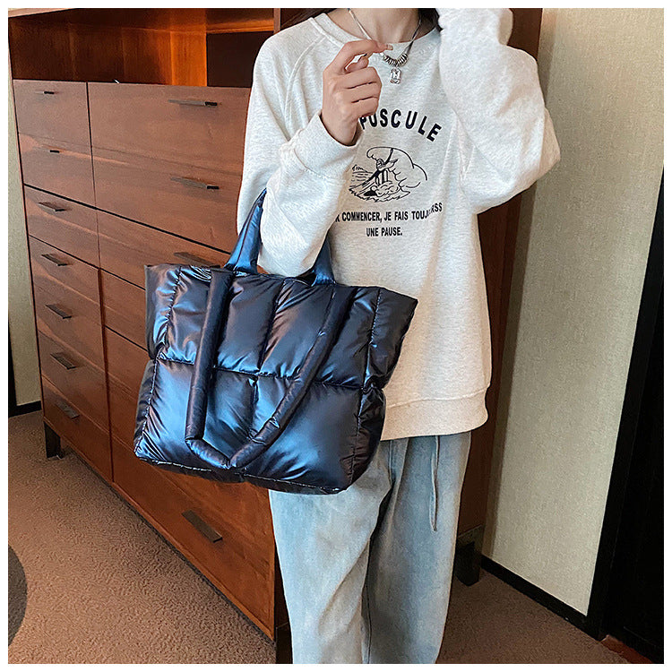 Light Down Cotton Padded Shoulder Padding Tote Bag