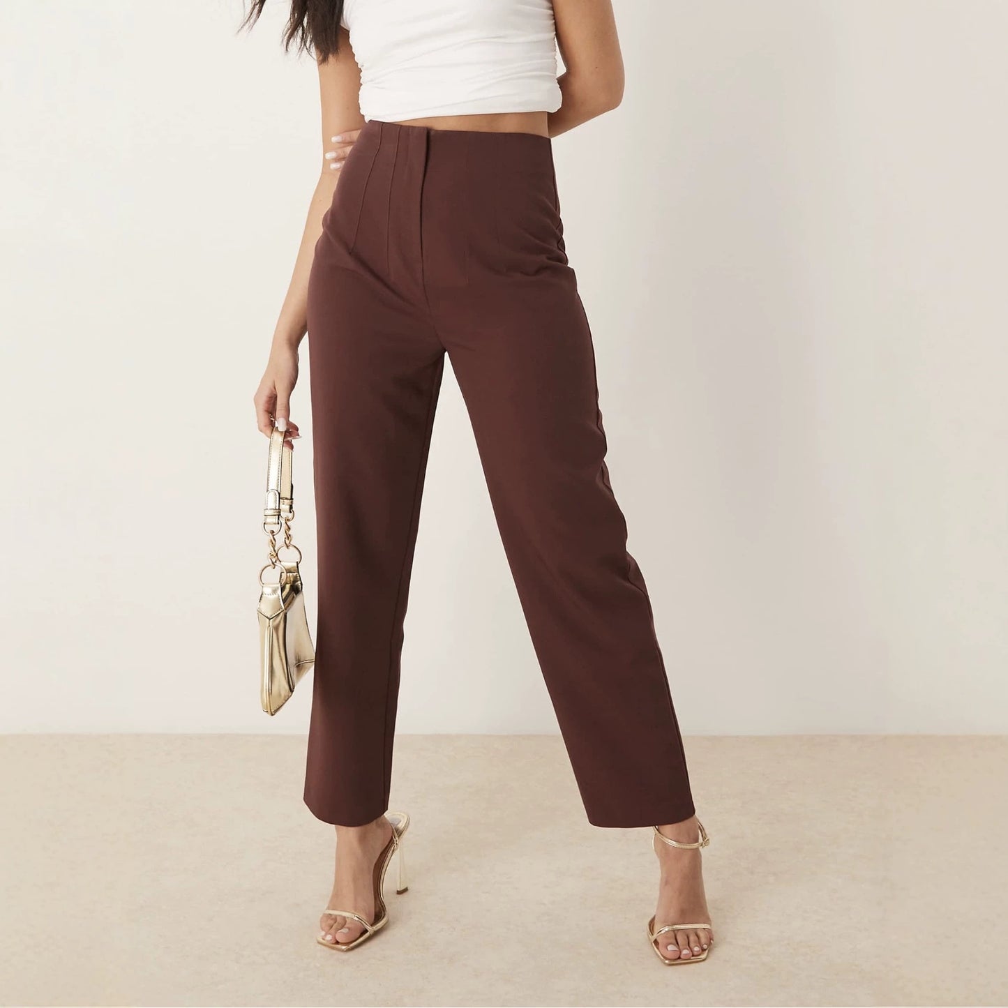Women's High Waist Straight Leg Stretch Ankle Dress Pants