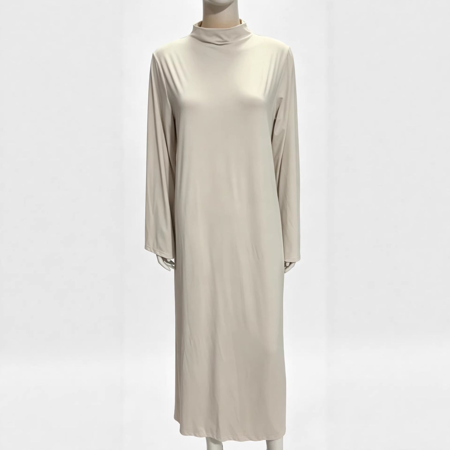 Women's Mock Neck Long Sleeve Knit Maxi Dress