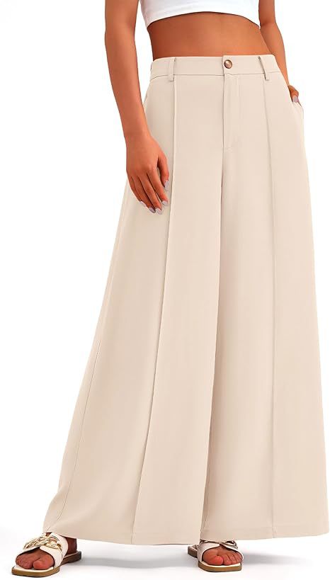 Women's High-Waisted Wide-Leg Palazzo Pants – Elegant Business Trousers