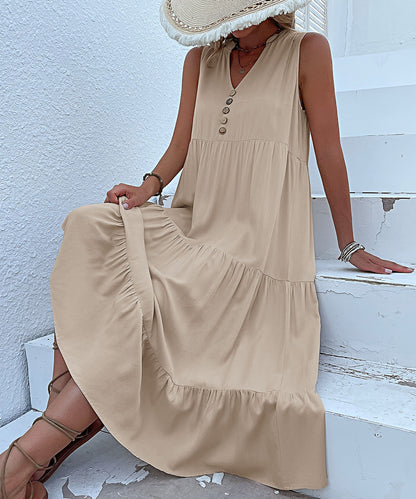 Sleeveless Tank Dress Loose Casual Solid Color Maxi Dress