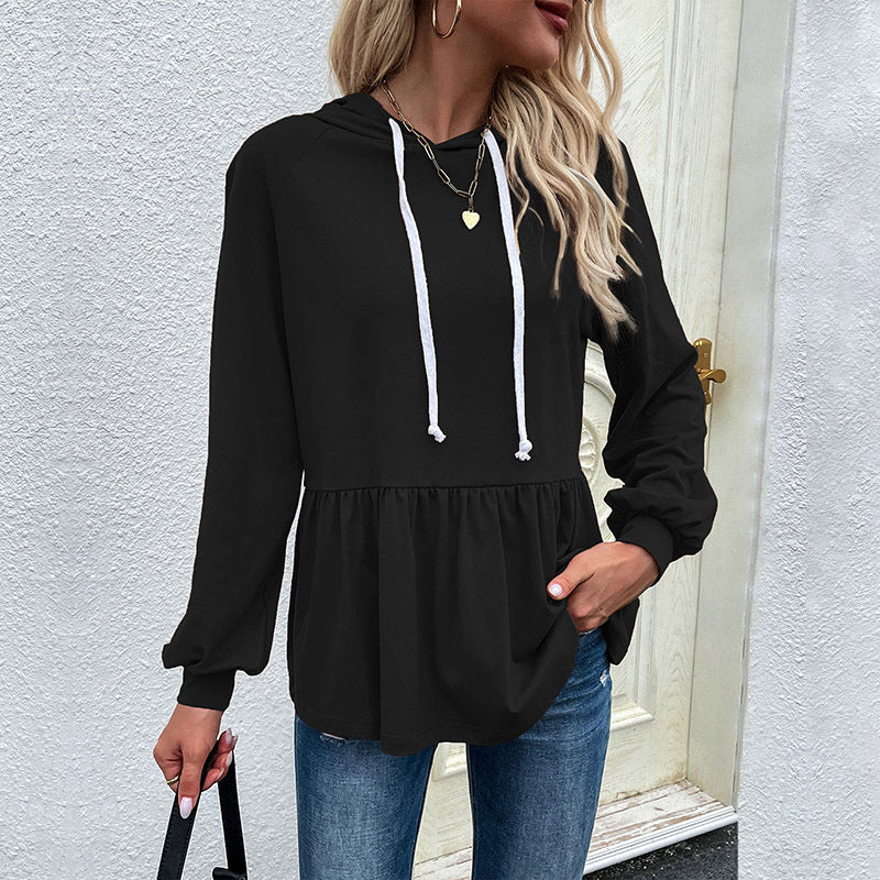 Drawstring Long Sleeve Sweatshirt Pullover