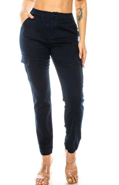 Womens High Waist Cargo Joggers Elastic Waist Pocket Pants