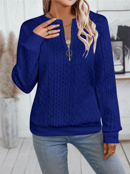 Women's Quarter Zip Pullover Sweatshirt Long Sleeve Casual