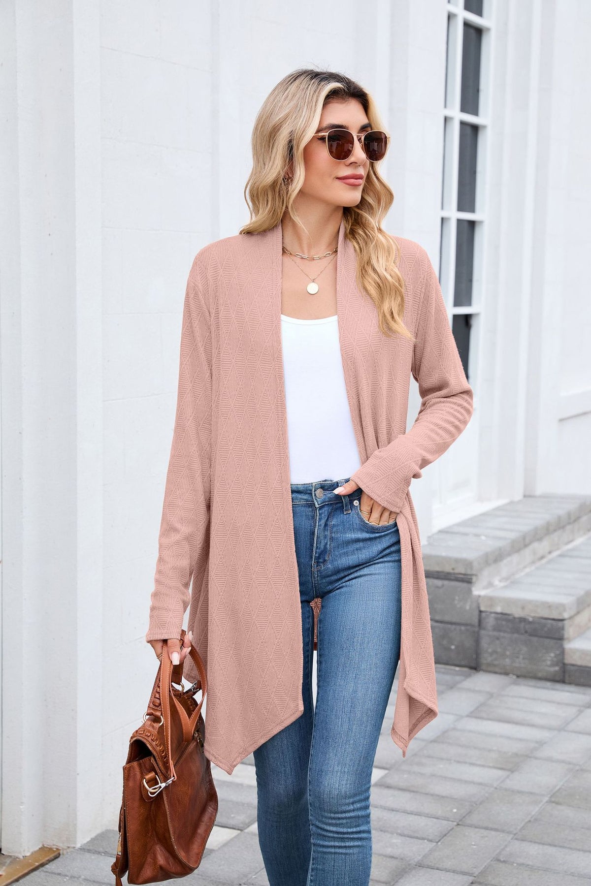 Women's Oversized Long Open Front Knit Cardigan Sweater